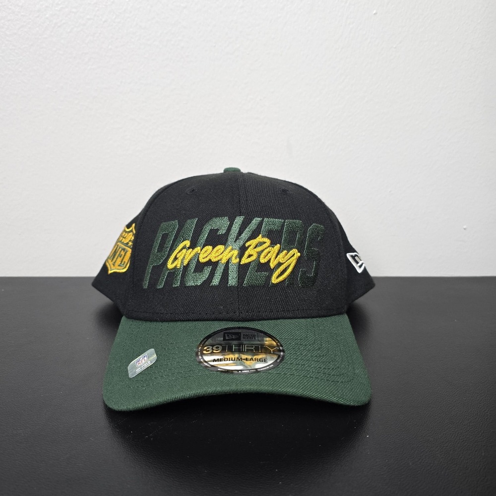 Green Bay Packers Hat Cap Fitted Mens L Black 2022 Draft‎ NFL Football New Era
